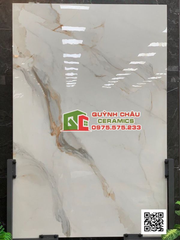 Gạch ốp lát 120x180 màu trắng vân đá xám vàng Golden White bề mặt siêu bóng ấn độ Gạch ốp lát 120x180 màu trắng vân đá xám vàng Golden White bề mặt siêu bóng ấn độ