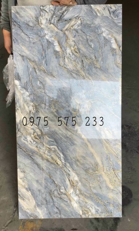 Gạch khổ lớn 60x120 vân đá xanh nhũ vàng khắc kim đồng chất cao cấp 15