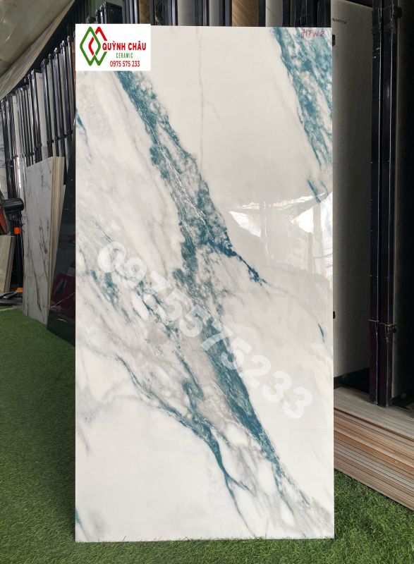 Gạch ốp lát 60x120 vân xanh bóng kiếng ấn độ