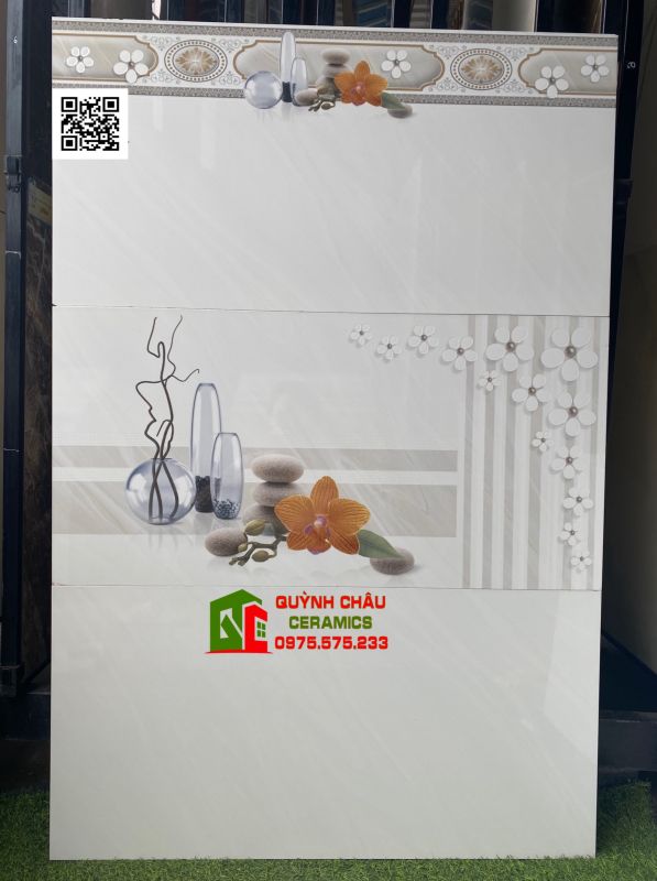 Gạch ốp tường men bóng 400x800 trắng vân nhẹ