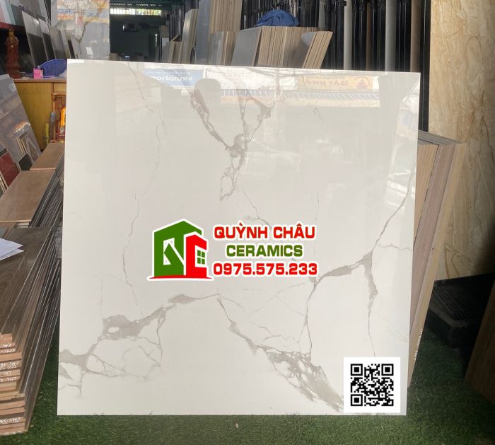 Gạch trung quốc 100x100 trắng xám bóng kiếng chống xước