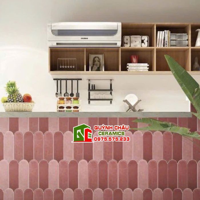 Gạch thẻ lông vũ màu hồng nhạt gợn sóng