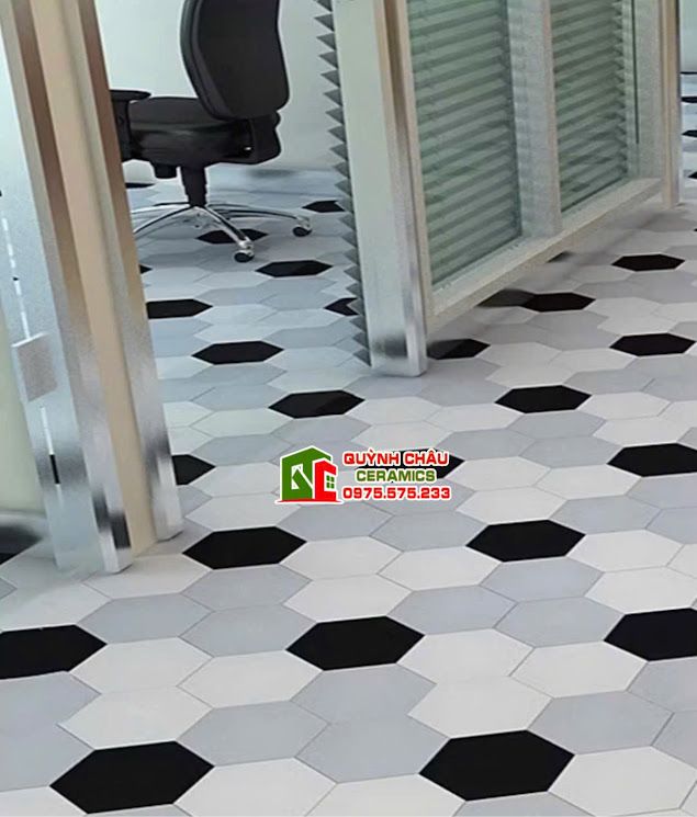 Gạch lục giác mờ màu ghi