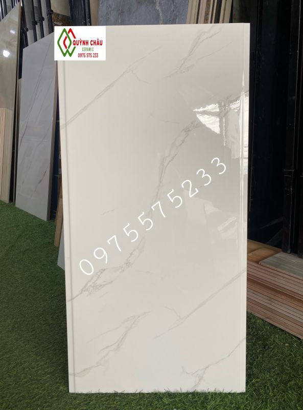 Gạch 40x80 vát cạnh trắng vân mây dán tường