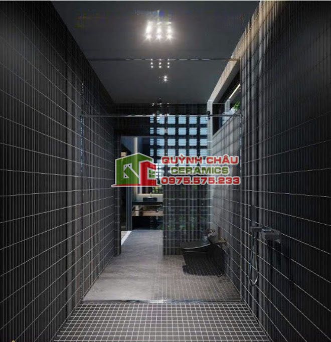 Gạch mosaic thanh que đũa đen tuyền