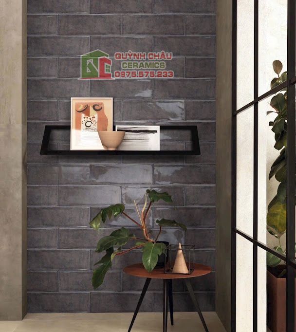 Gạch thẻ gợn sóng 10x30 màu xám cổ hiệu ứng