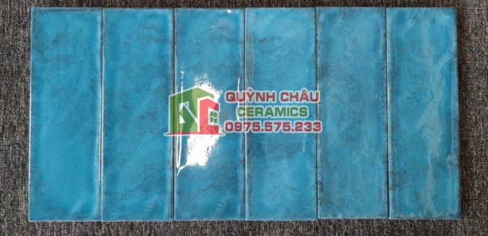 Gạch thẻ trang trí 10x30 xanh men cổ