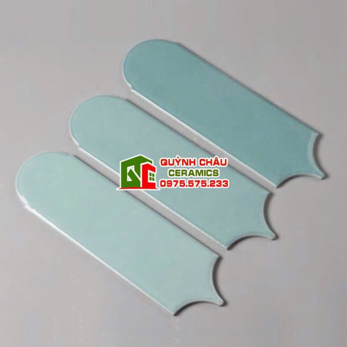 Gạch thẻ lông vũ gợn sóng xanh mint