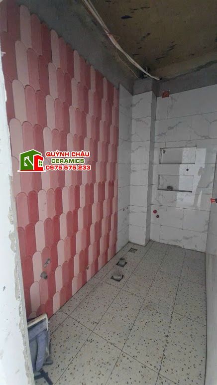 Gạch thẻ lông vũ màu hồng sữa pastel gợn sóng