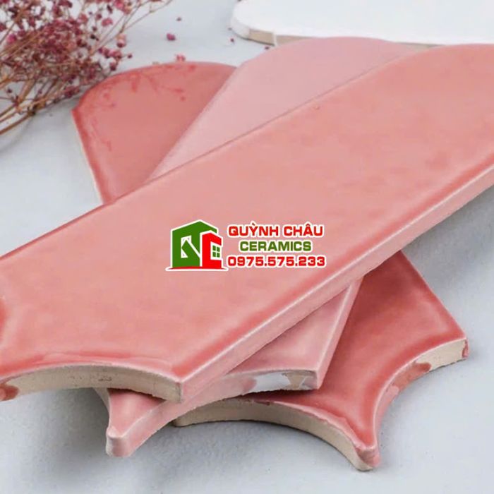 Gạch thẻ lông vũ gợn sóng màu hồng san hô