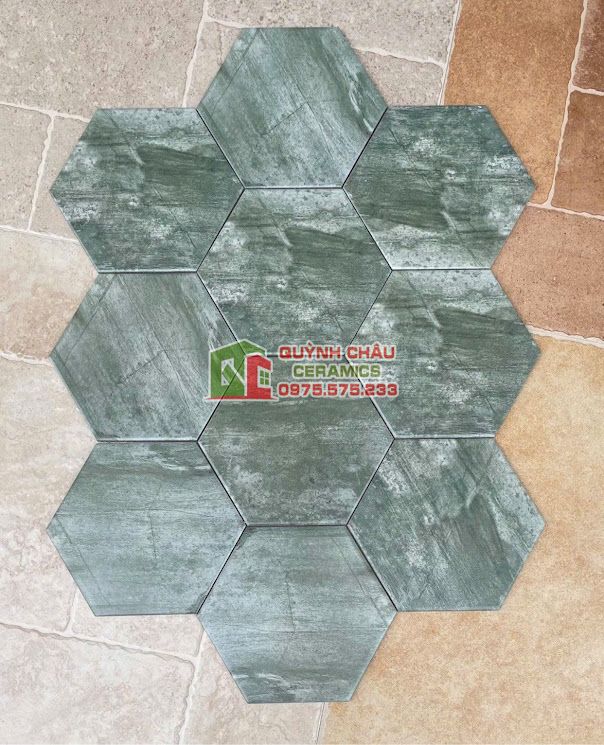 Gạch lục giác mờ màu xanh rêu