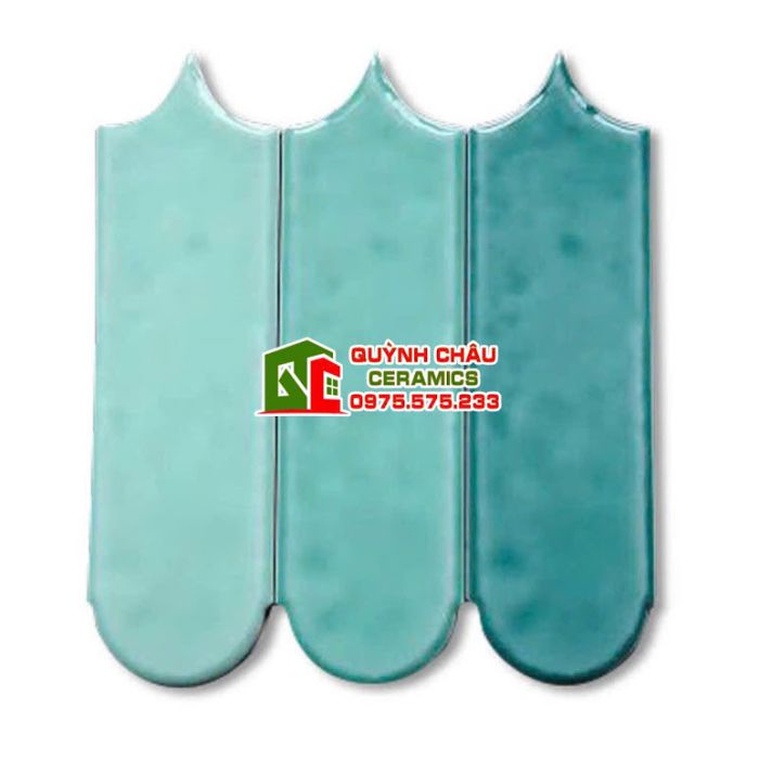 Gạch thẻ lông vũ màu xanh mint gợn sóng