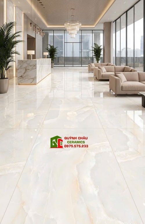 Gạch ốp lát 60x120 vàng kem nhạt vân đá Marble