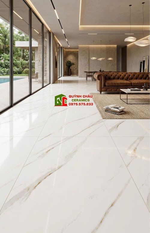 Gạch ấn độ 60x120 bóng kính trắng vân vàng