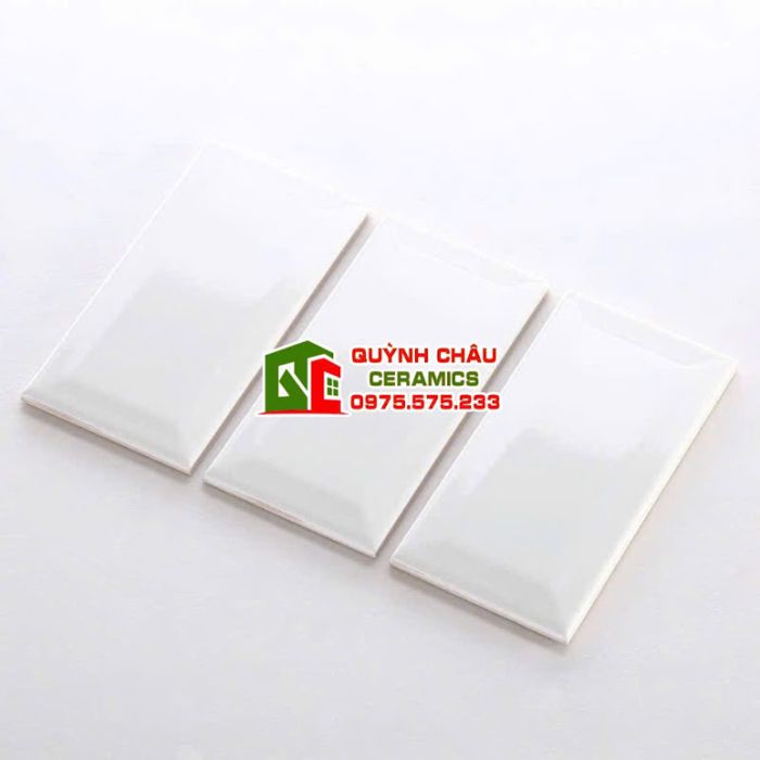 Gạch thẻ 10x20cm vát cạnh màu trắng bóng