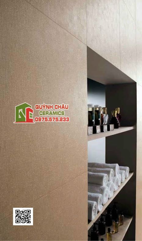 Gạch Italia 60x60 mờ sọc caro màu kem kim tuyến cao cấp