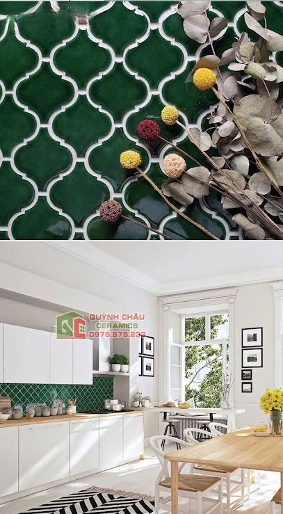 Gạch mosaic trang trí hình lồng đèn màu xanh lá