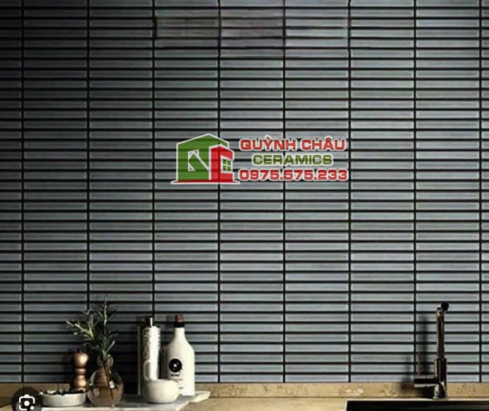 Gạch mosaic vỉ que đũa xám bóng