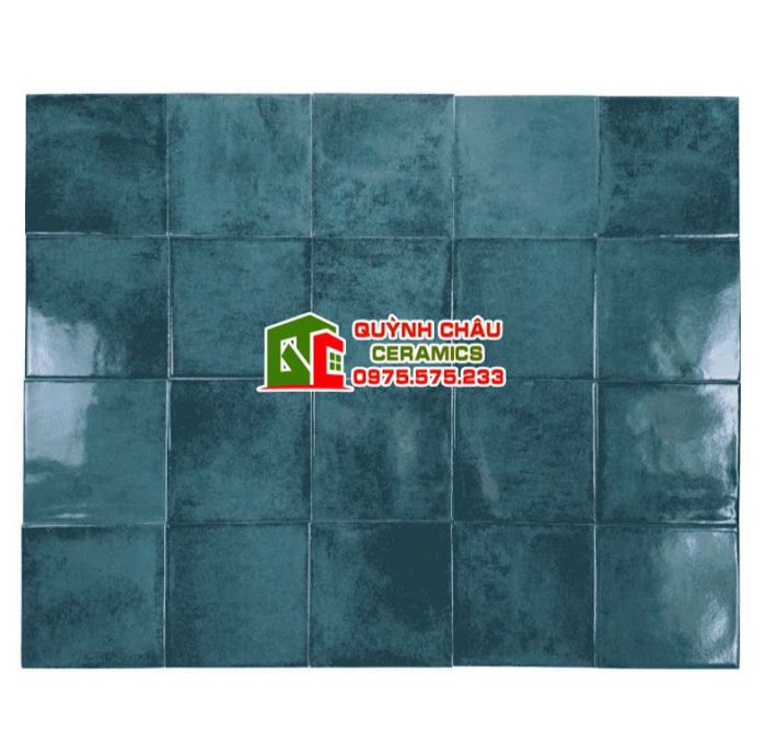 Gạch thẻ 15x15 bóng giả cổ màu xanh loang