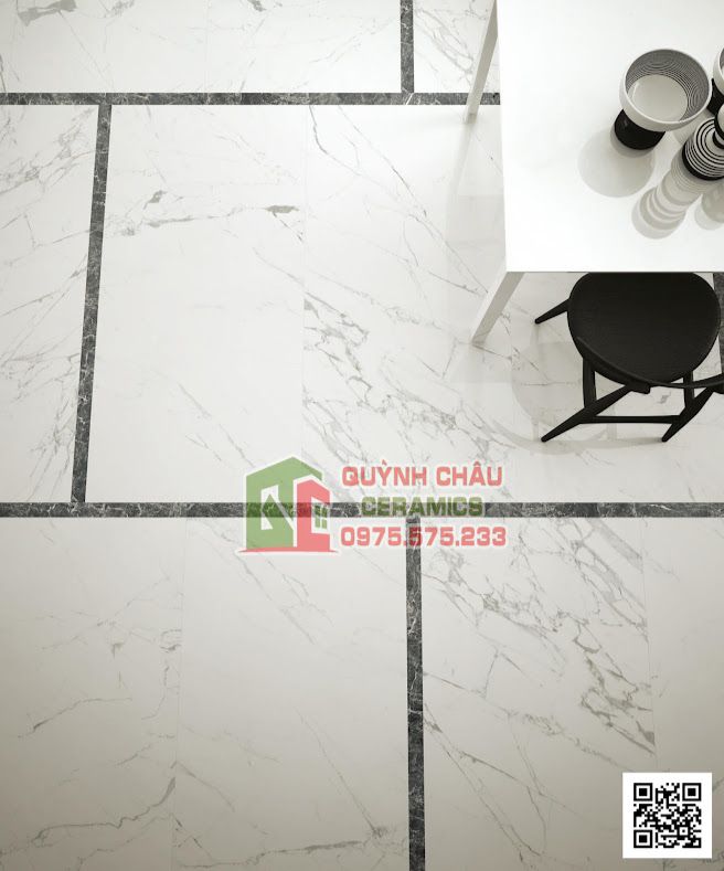 Gạch Italy 75x75 vân đá marble trắng xám bóng kiếng