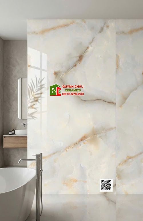 Gạch ốp lát 60x120 bóng kính kem vân đá Marble ấn độ