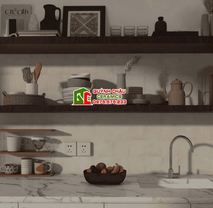 Gạch thẻ màu trắng xám cổ điển 15x15 cm