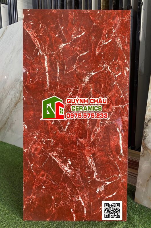Gạch trung quốc 60x120 đá đỏ vân trắng bóng đẹp