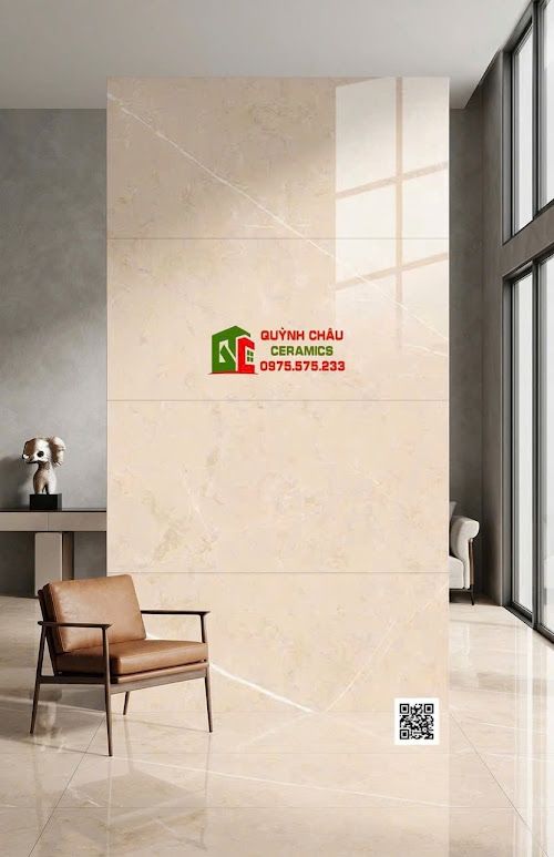 Gạch ấn độ 60x120 bóng kính vàng kem vân trắng tinh tế