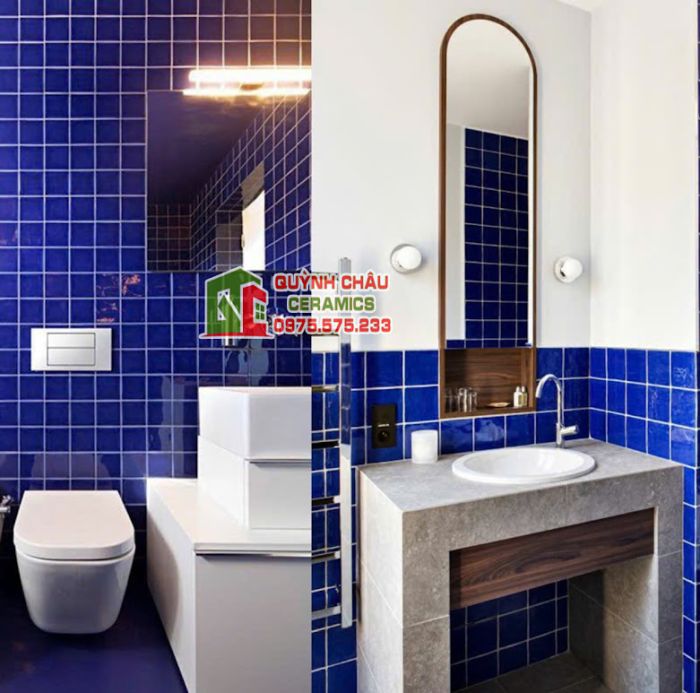Gạch thẻ 10x10 bóng màu xanh dương trung quốc