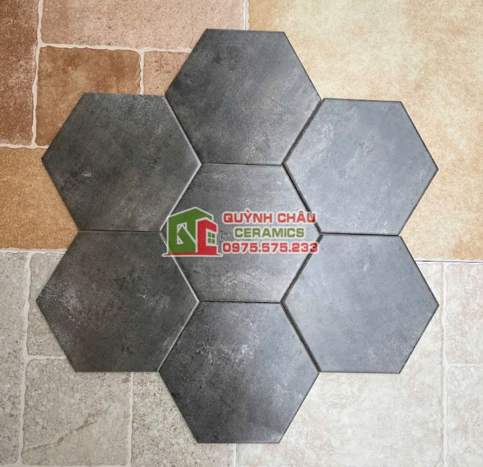 Gạch lục giác mờ màu xám đen