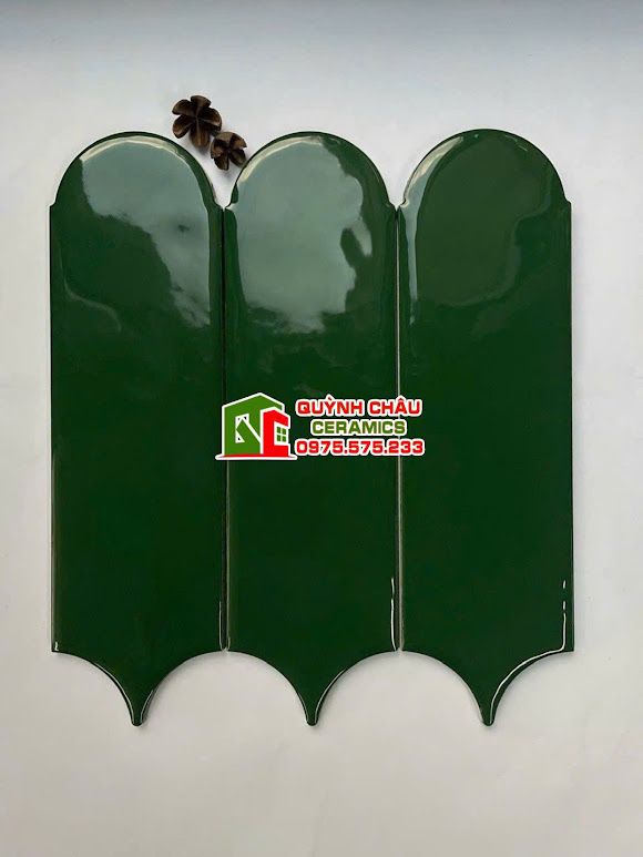 Gạch thẻ lông vũ gợn sóng màu xanh lá đậm