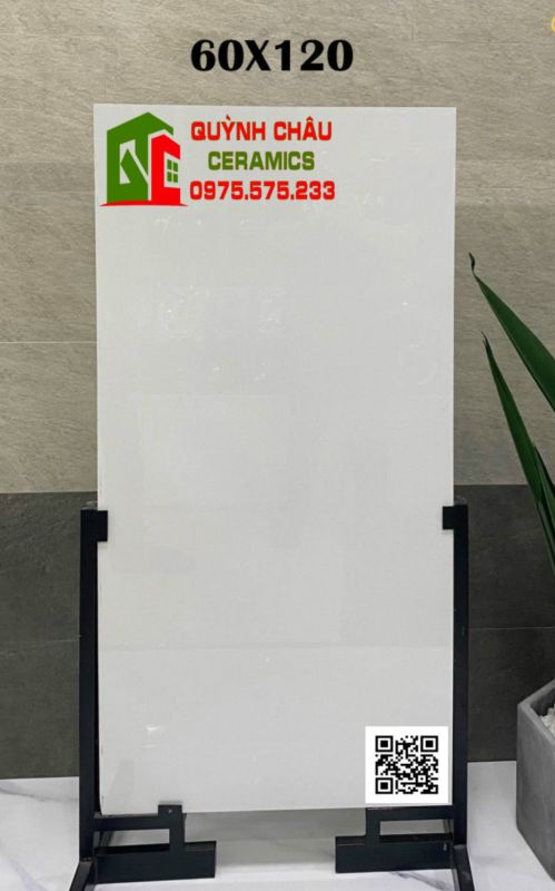 Gạch bóng kính màu trắng sứ 60x120 ấn độ giá rẻ
