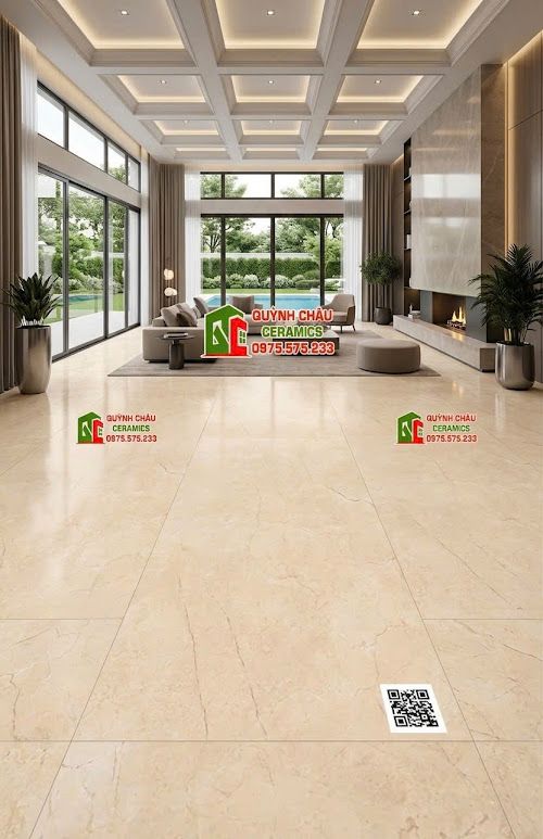 Gạch ấn độ 60x120 bóng kính vàng kem sang trọng