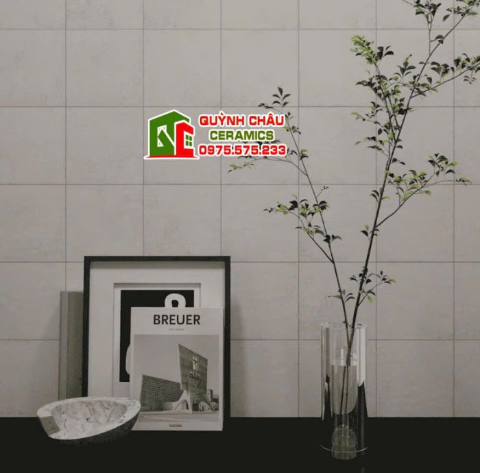 Gạch thẻ màu trắng xám cổ điển 15x15 cm