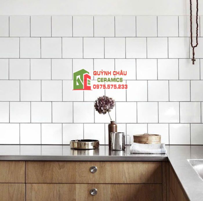 Gạch thẻ vuông 10x10 trắng mờ