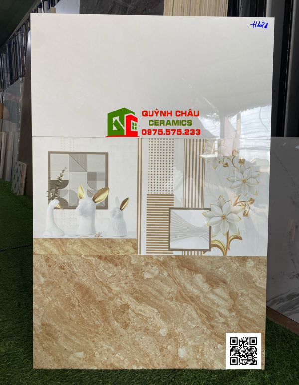 Gạch 30x60 đá bóng kiếng ốp tường vàng vân đá trắng đẹp 4844