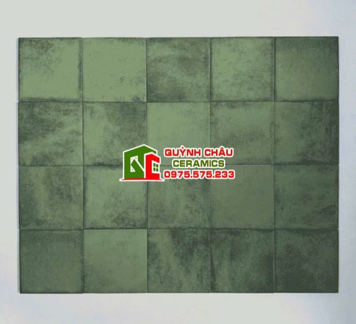 Gạch thẻ 15x15 mờ xanh rêu cổ điển loang hiệu ứng