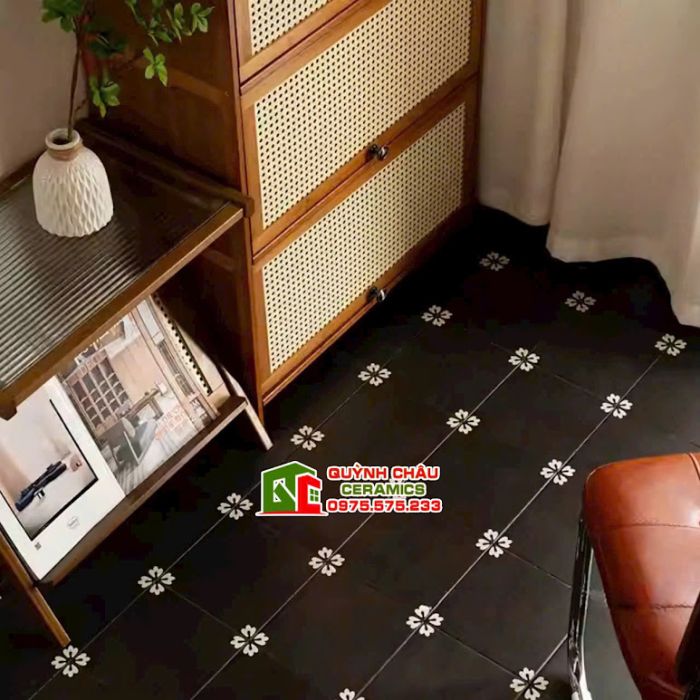 Gạch bông 30x30 đen mờ điểm hoạ tiết đẹp