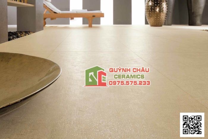 Gạch Italia 60x60 mờ sọc caro màu kem kim tuyến cao cấp