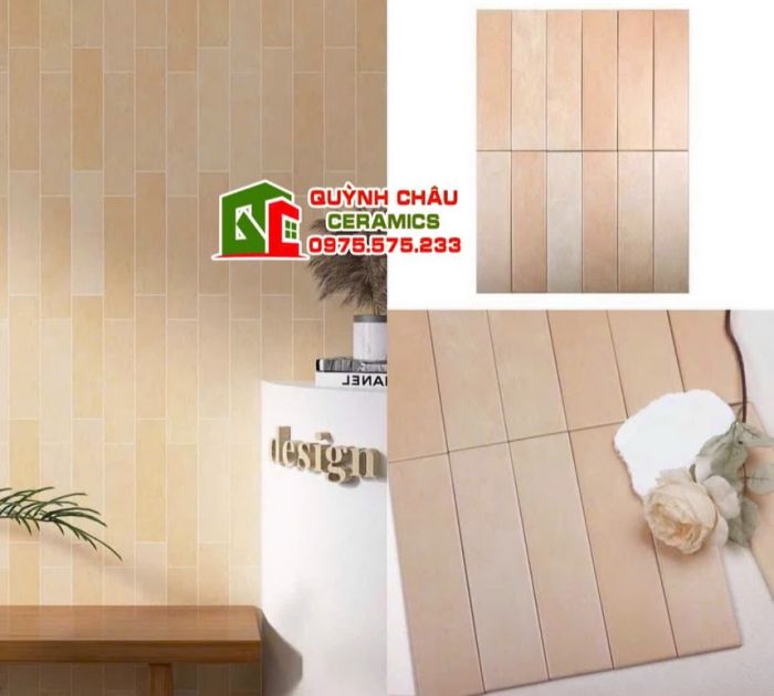 Gạch thẻ 75x300 đá mờ kem giả cổ màu hiệu ứng