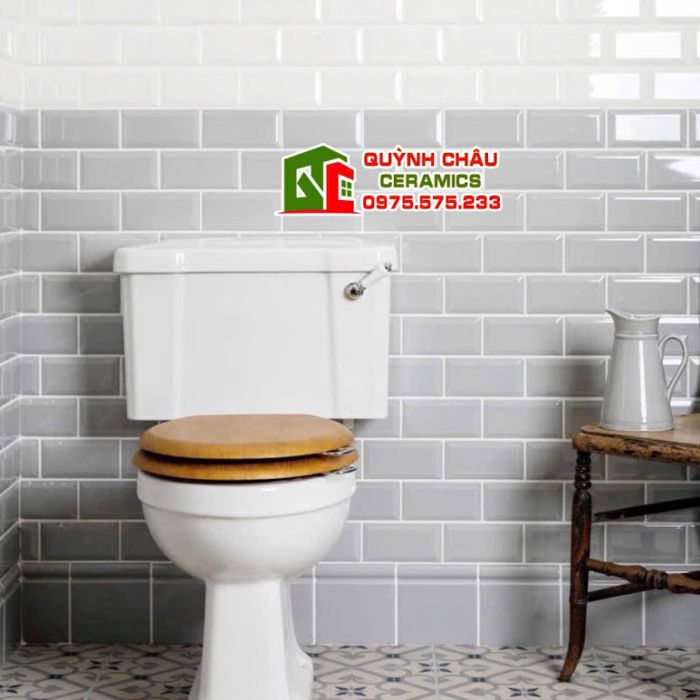 Gạch thẻ 10x20cm xám bóng vát cạnh