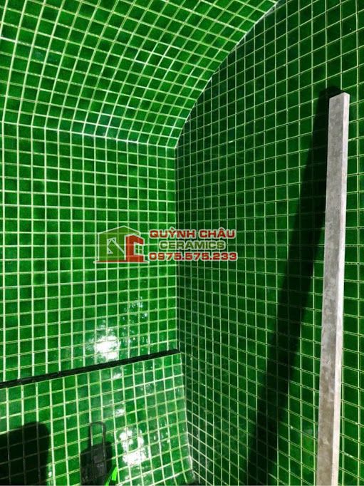 Gạch mosaic men rạn màu xanh lá