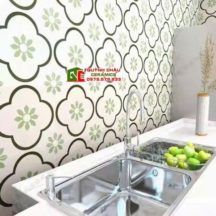 Gạch bông 30x30 hoa mai xanh đẹp