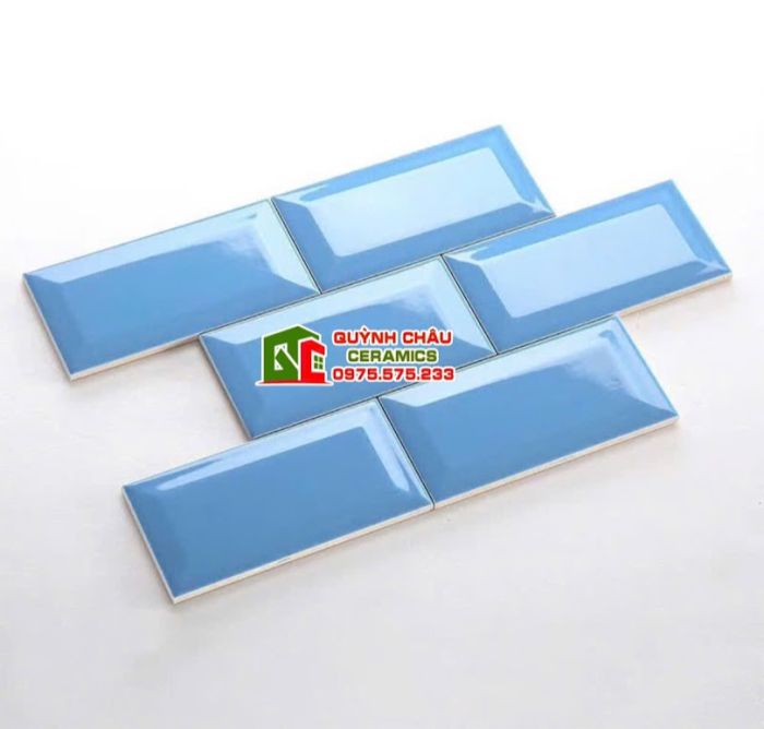 Gạch thẻ xanh bóng 75x150 vát cạnh