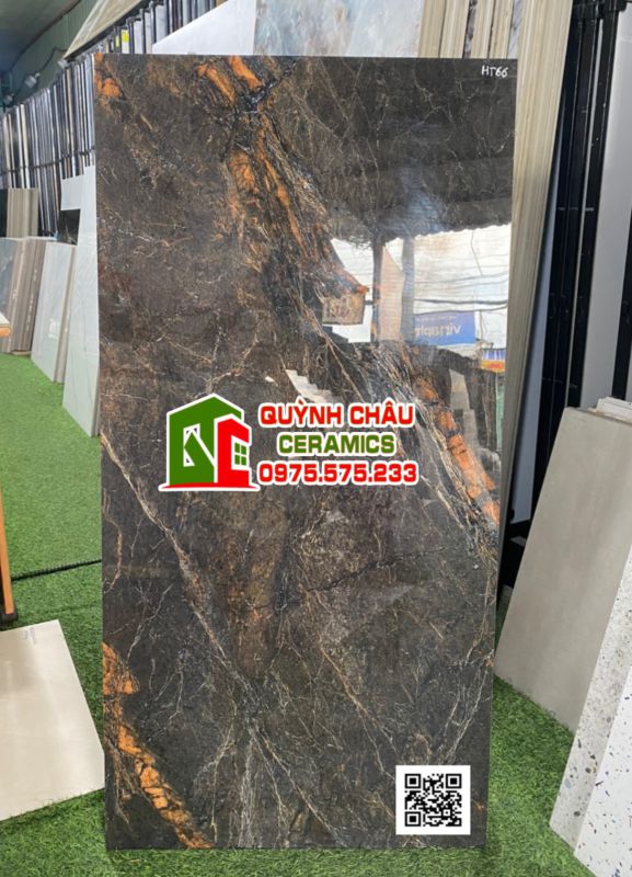 Gạch ấn độ Lava Brown 60x120 vân đá marble đẹp siêu bóng High Glossy