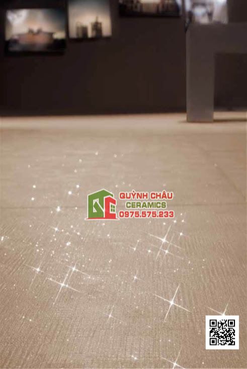 Gạch Italia 60x60 mờ sọc caro màu kem kim tuyến cao cấp