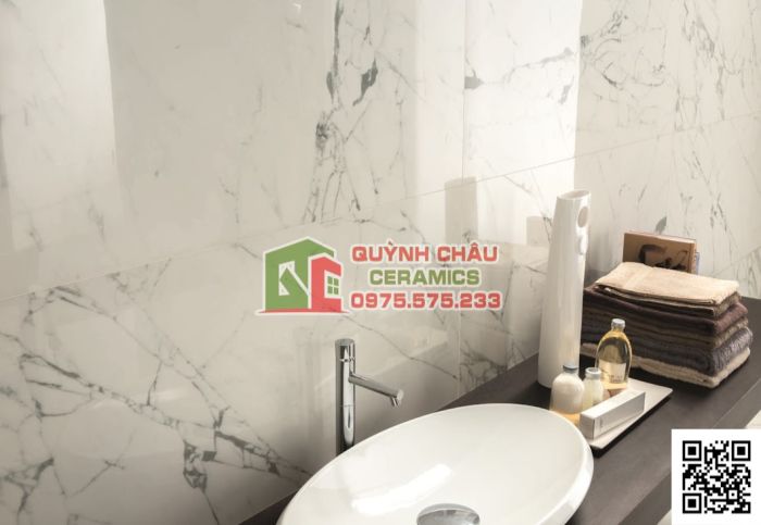 Gạch Italy 75x75 vân đá marble trắng xám bóng kiếng