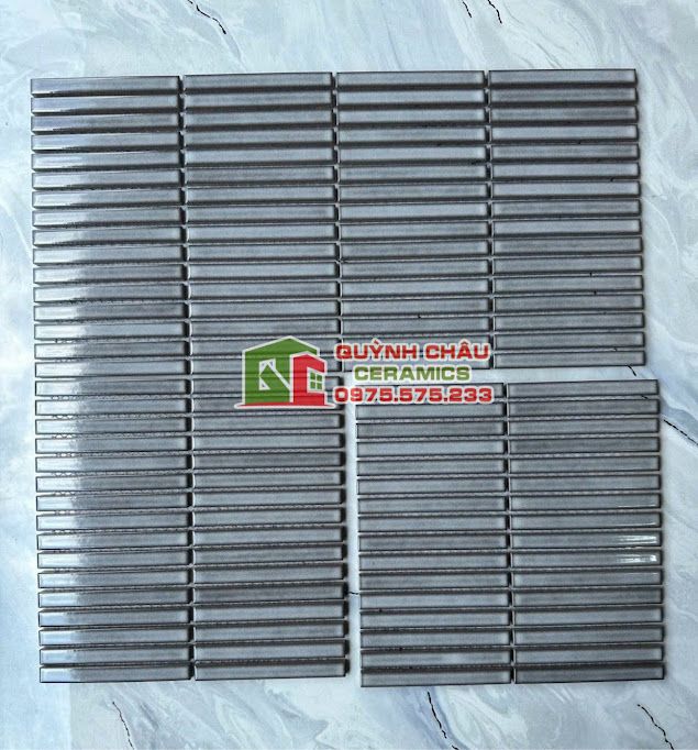 Gạch mosaic vỉ que đũa xám bóng