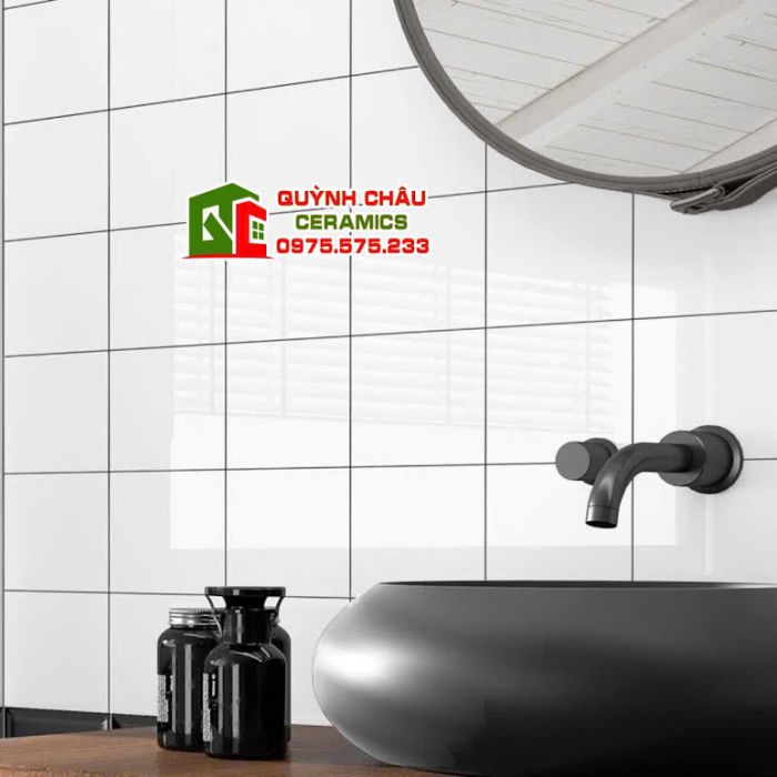 Gạch thẻ 20x20cm men trắng bóng