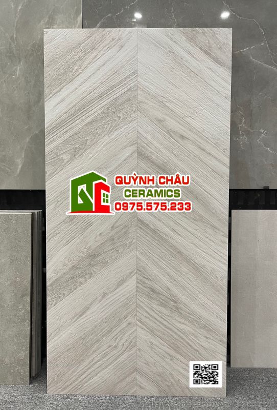 Gạch ấn độ 60x120 xương cá vân gỗ chéo xám trắng carving